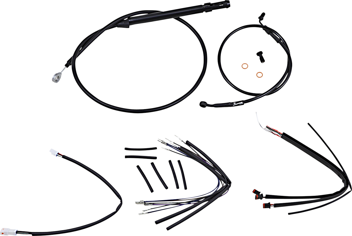Handlebar Cable/Brake Line Kit For Burly Ape Handlebars - 16" Gorilla - Softail/Touring - Black
