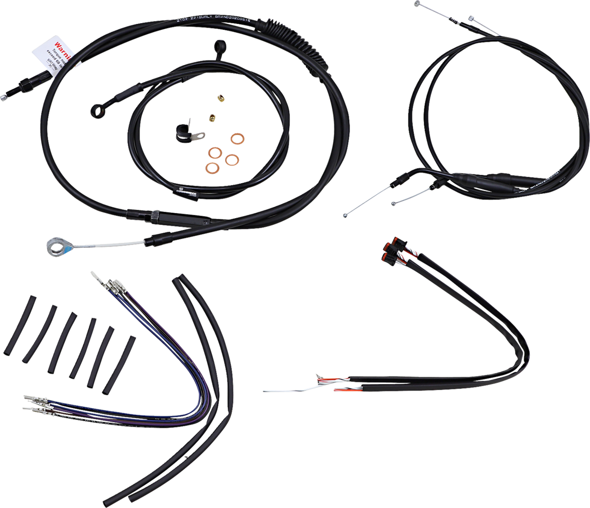 Complete Black Vinyl Handlebar Cable/Line Kit For Ape Hangers - 12" - '14-'22 Sportster
