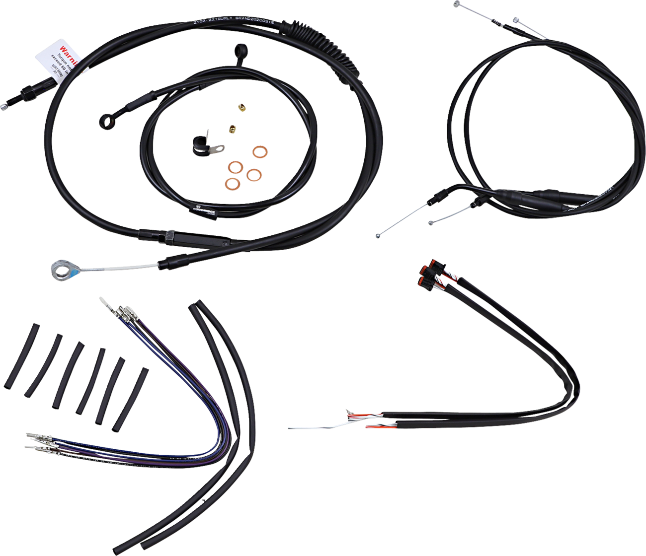 Complete Black Vinyl Handlebar Cable/Line Kit For Ape Hangers - 12" - '14-'22 Sportster
