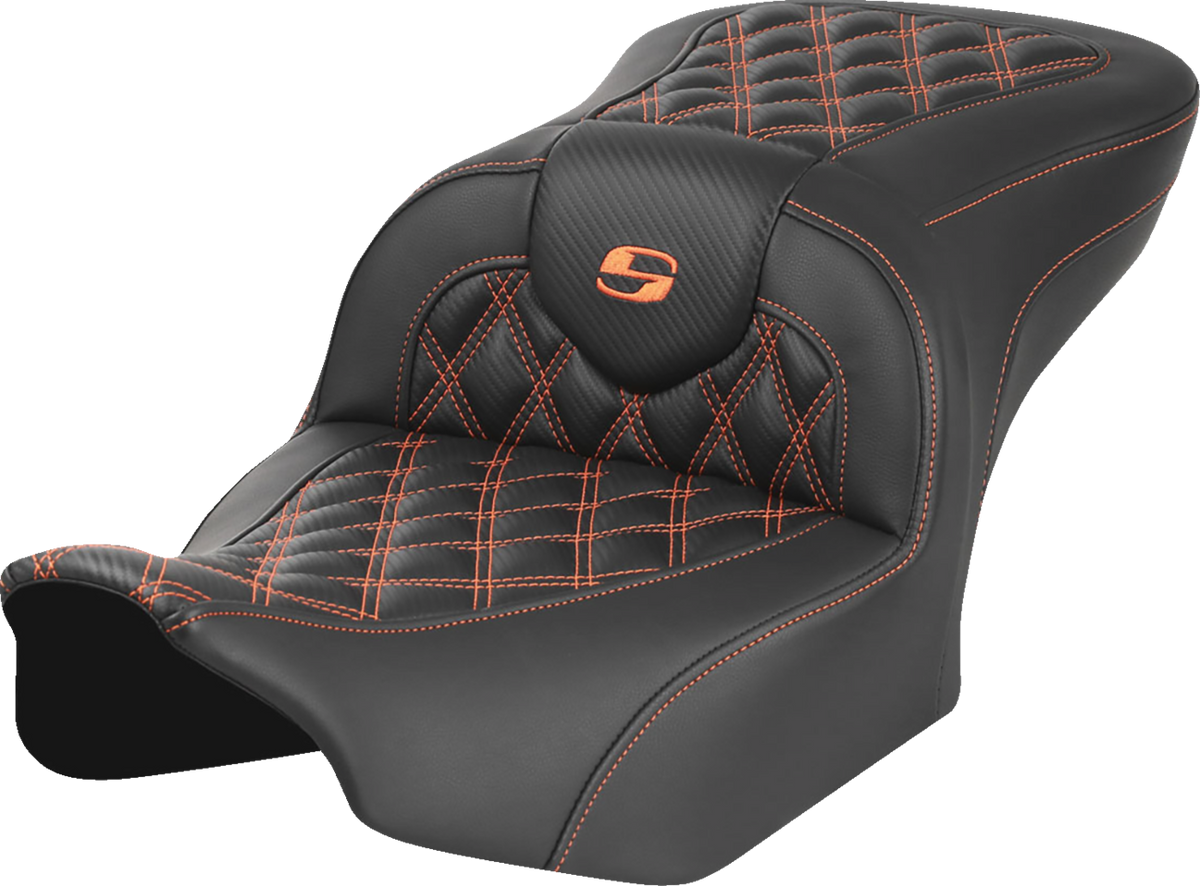 RoadSofa™ Seat - Without Backrest - Carbon Fiber - Orange Stitch - FL/FX '23-'24