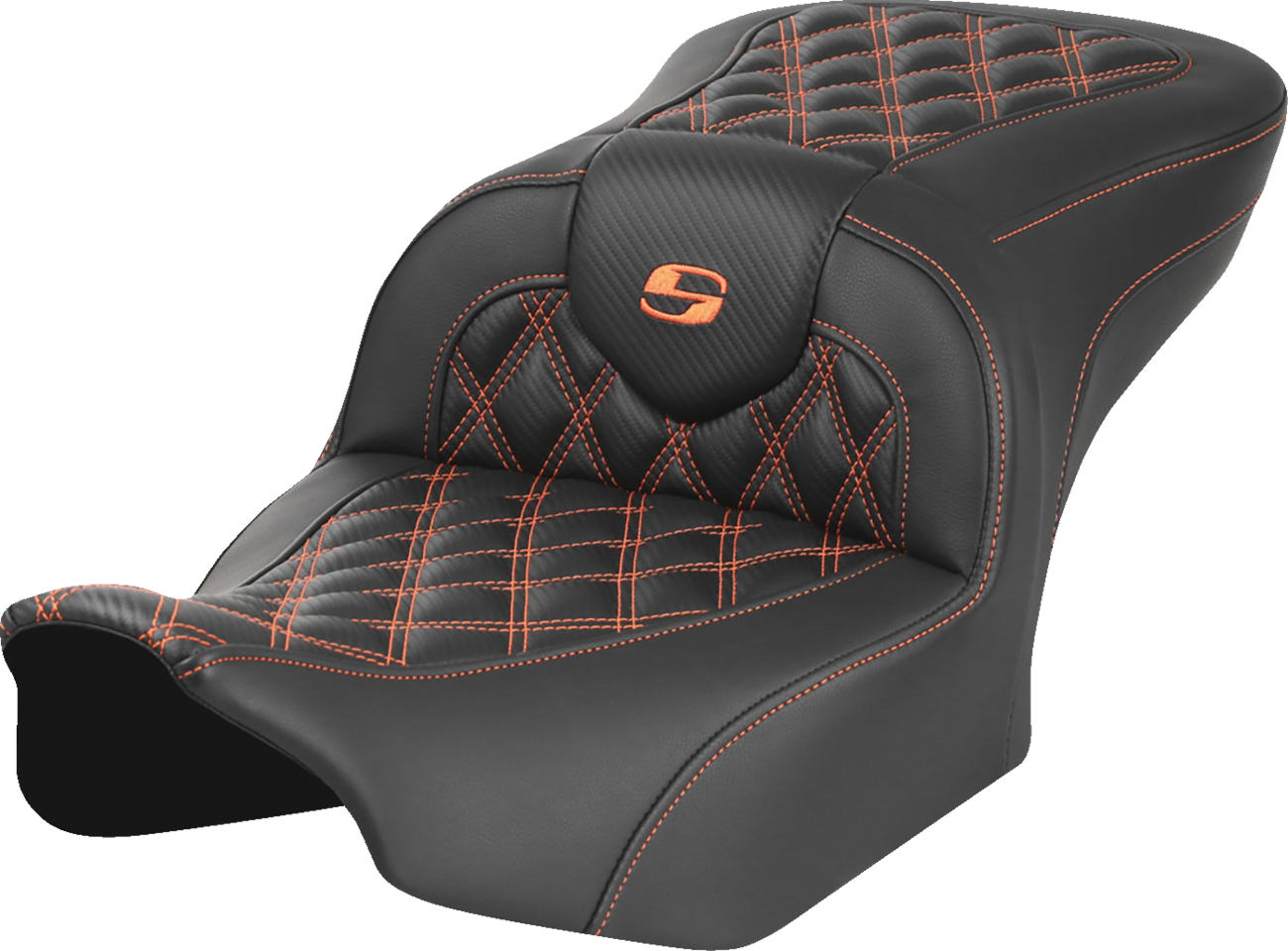 RoadSofa™ Seat - Without Backrest - Carbon Fiber - Orange Stitch - FL/FX '23-'24