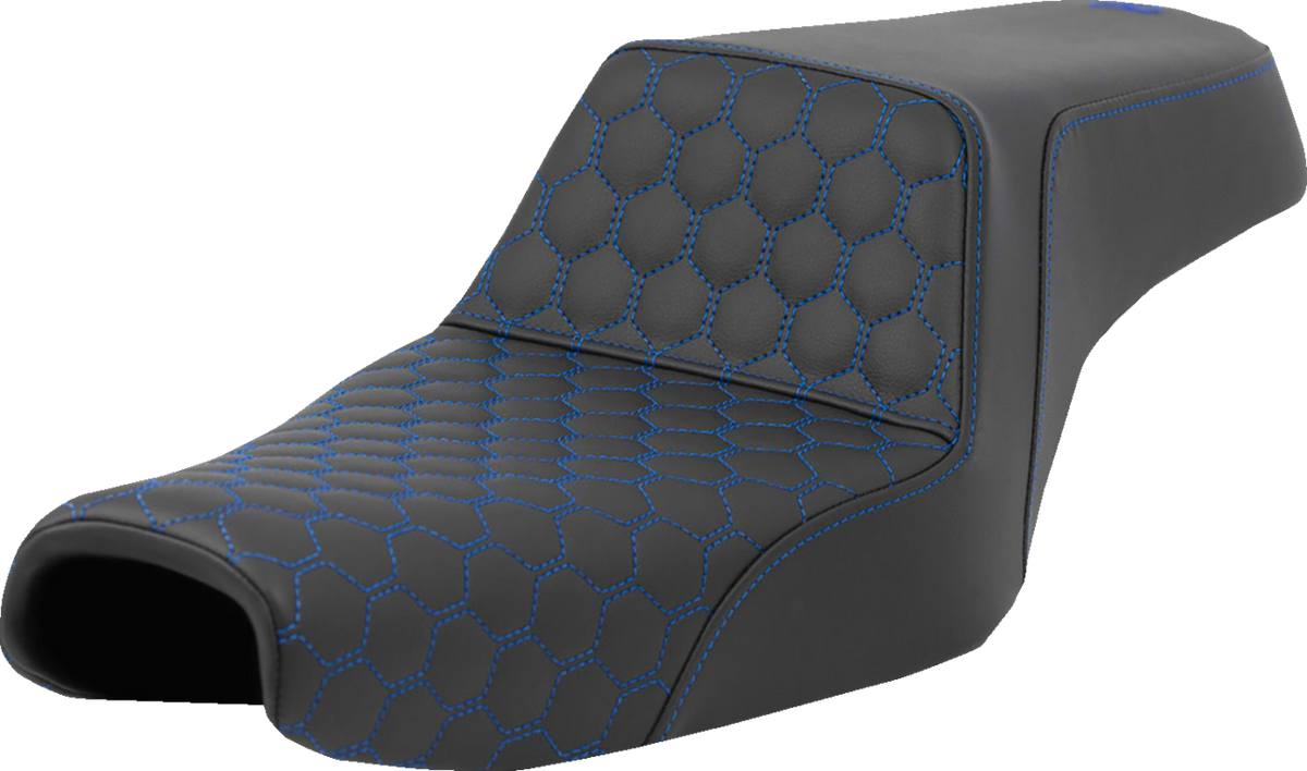 Step-Up Seat - Honeycomb - Blue Stitching - 3.3 Gal Tank - Sportster '04-'22