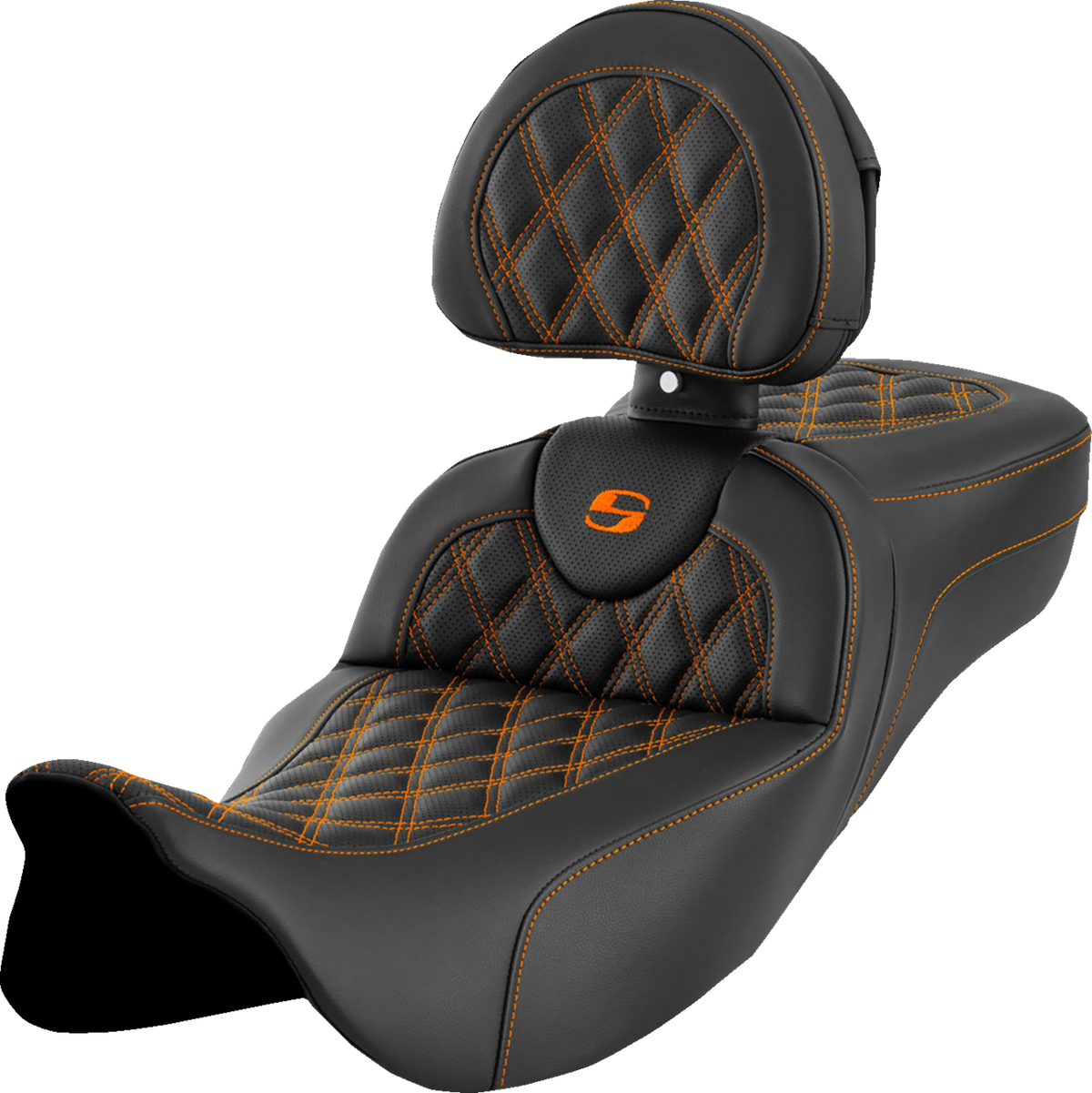 Roadsofa™ Extended Reach Seat - Lattice Stitch - Orange Stitch - With Backrest - FL '08-'24