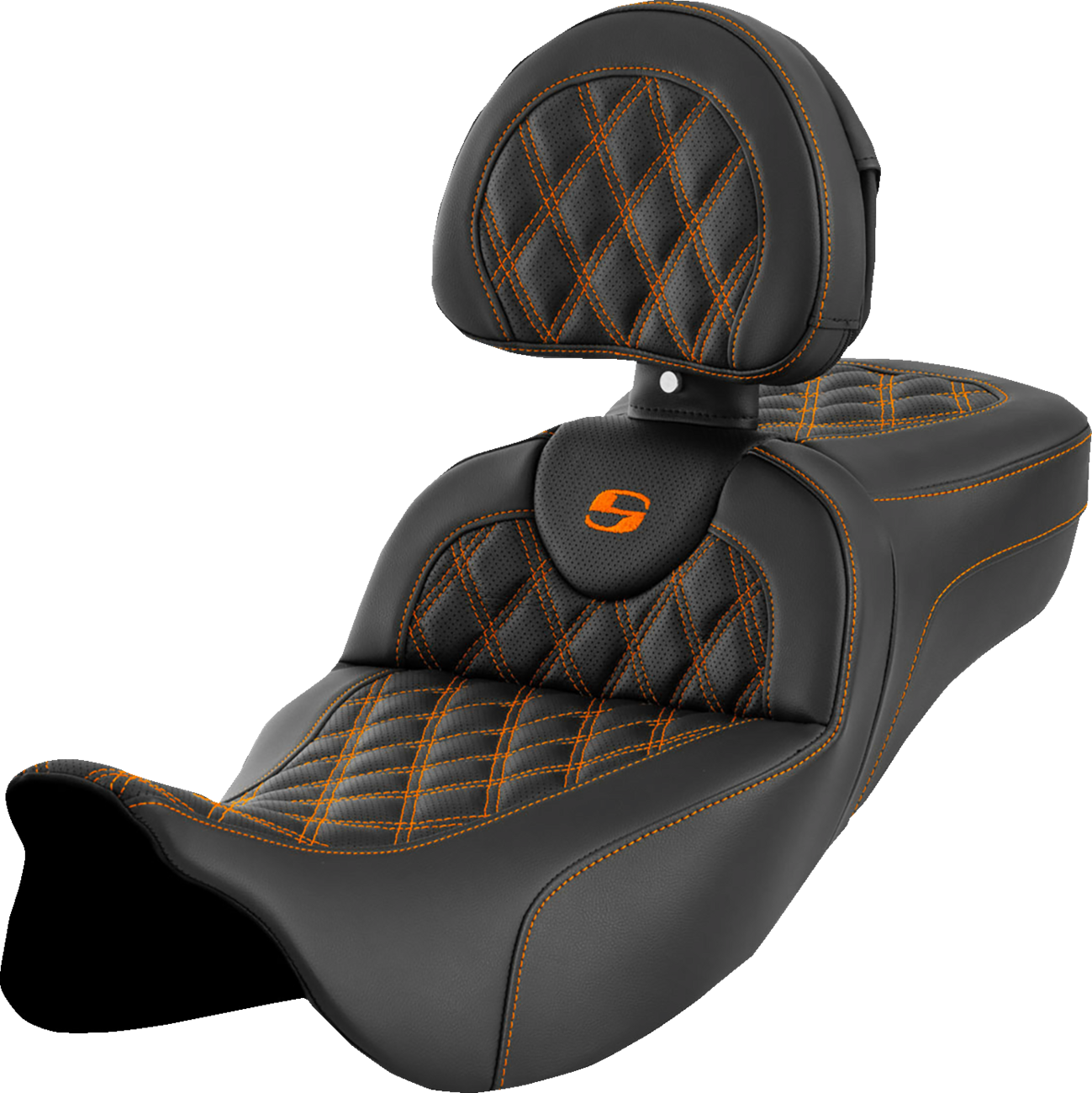 Roadsofa™ Extended Reach Seat - Lattice Stitch - Orange Stitch - With Backrest - FL '08-'24