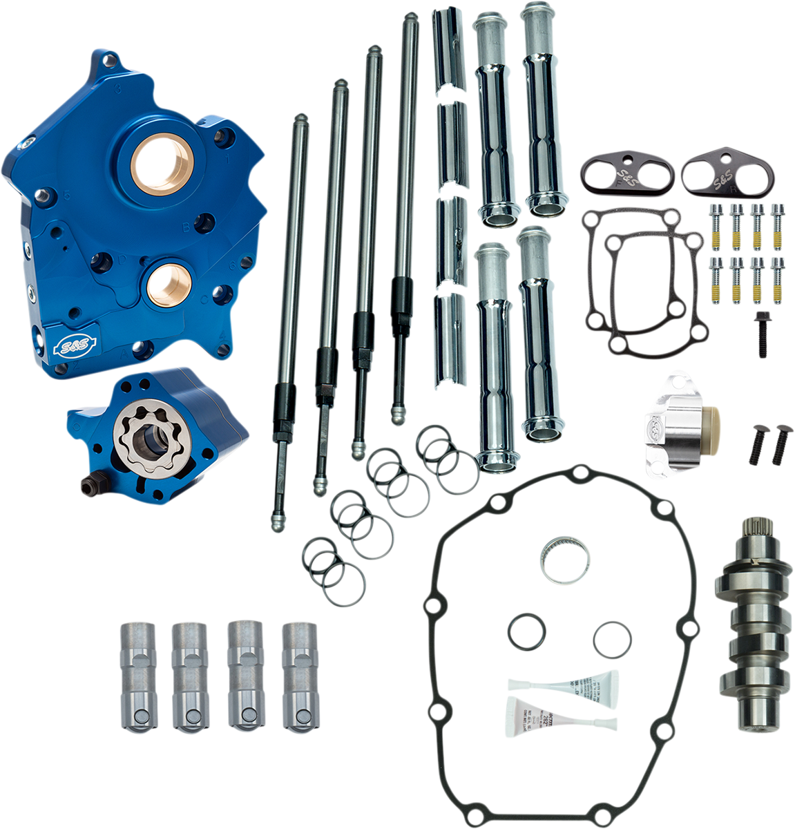 Cam Chest Kit - Water Cooled - Chain Drive - 475 Cam - Chrome Pushrod Tubes - M8