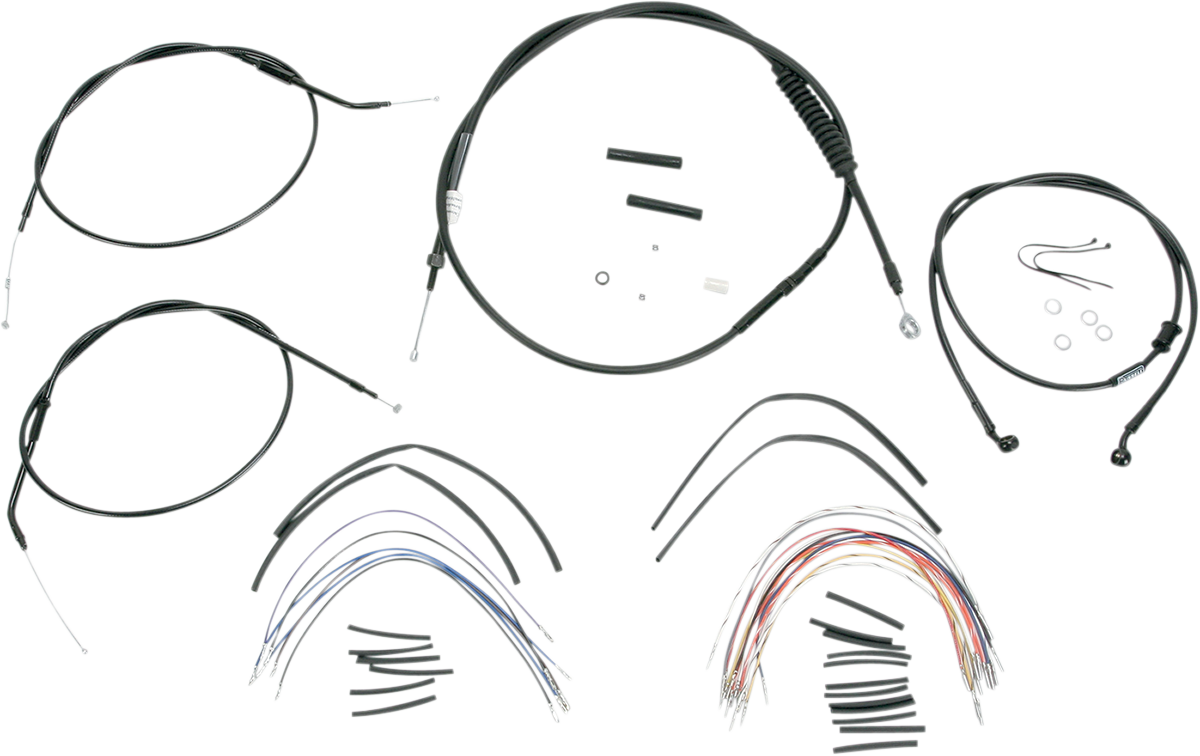 Complete Black Vinyl Handlebar Cable/Line Kit For Ape Hangers - 12" - '04-'06 Sportster