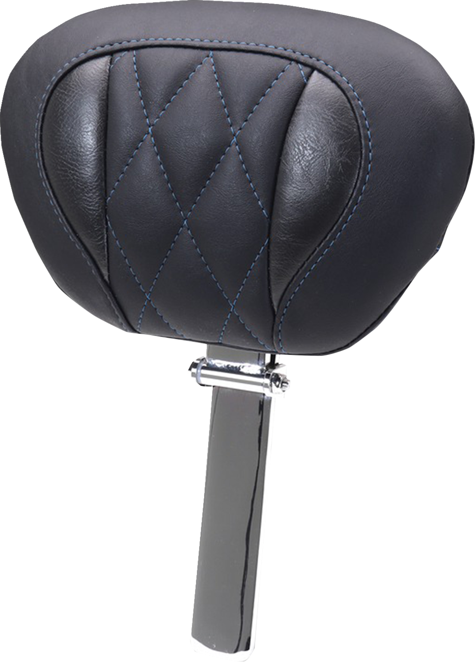 Deluxe Driver Backrest - Diamond - Sky Blue Stitching - FLT/FLH '23-'25