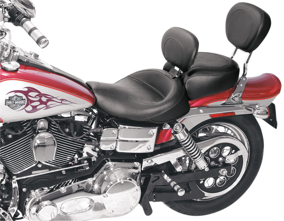 Wide Solo Seat - With Backrest - Vintage - Black - Smooth - FXD '06-'17