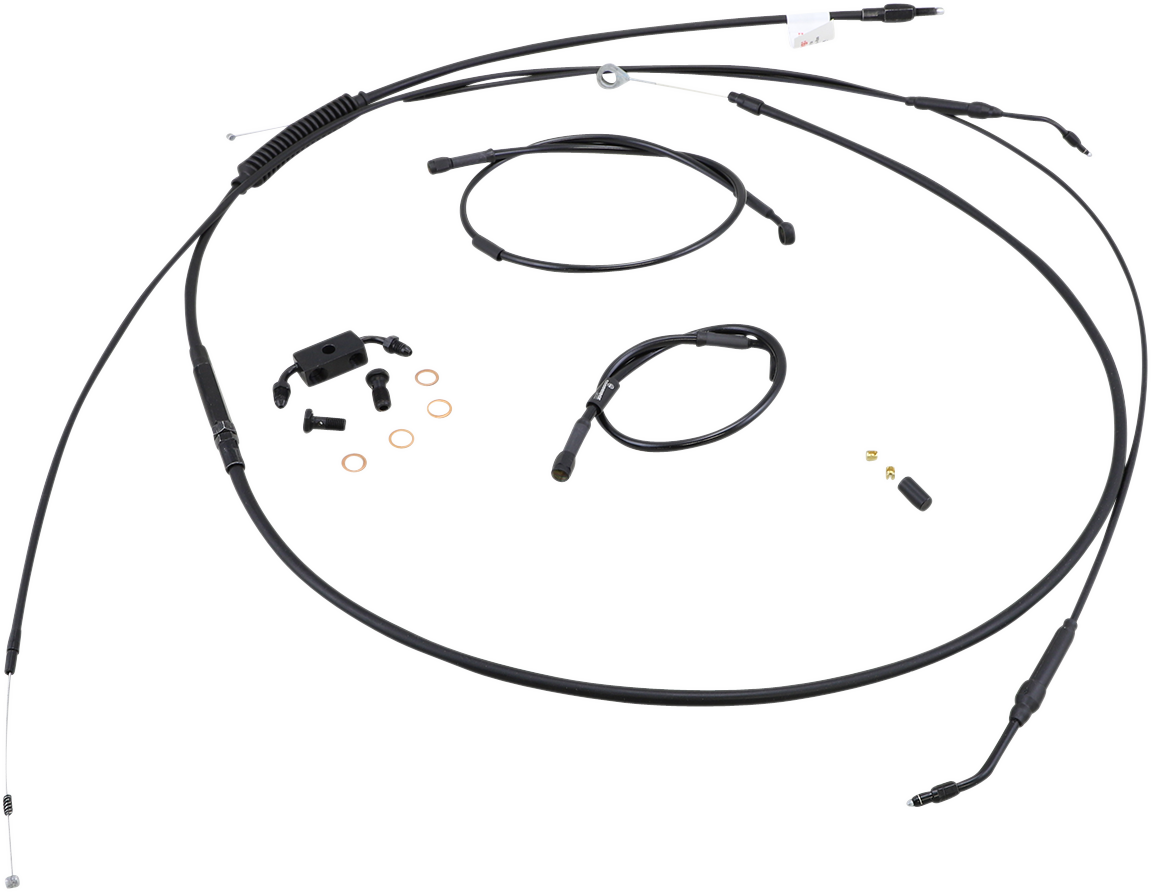Complete Black Vinyl Handlebar Cable/Line Kit For Ape Hangers - 14" - ABS - '12-'17 Dyna