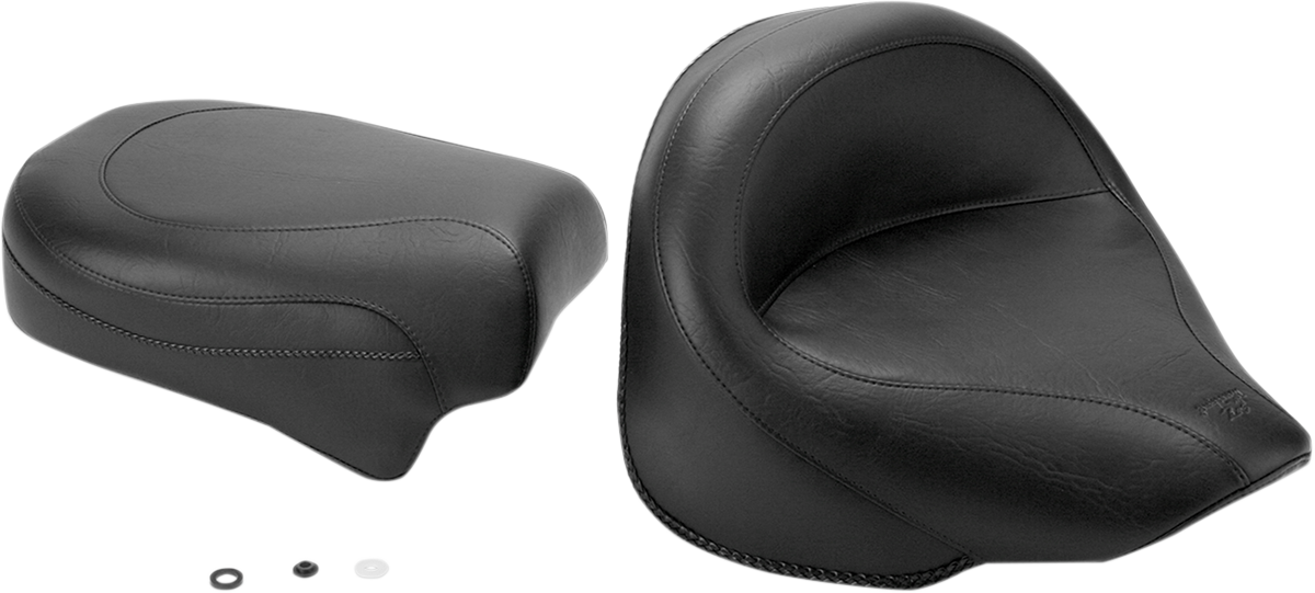 Seat - Vintage - Wide - Touring - Without Driver Backrest - Two-Piece - Smooth - Black - XVS