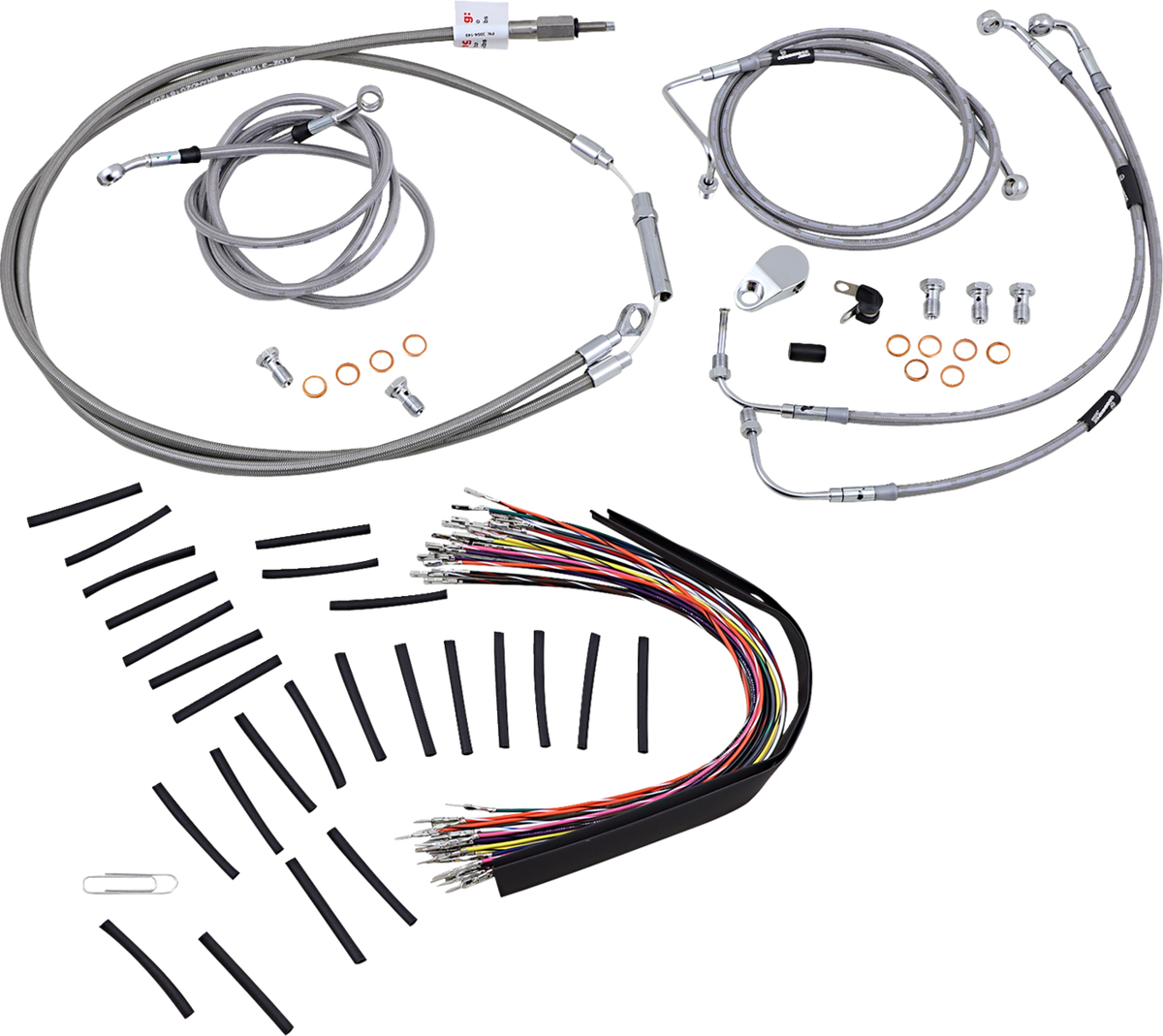 Complete Stainless Braided Handlebar Cable/Brake Line Kit - 13" Ape Hangers - '08-'13 FLH