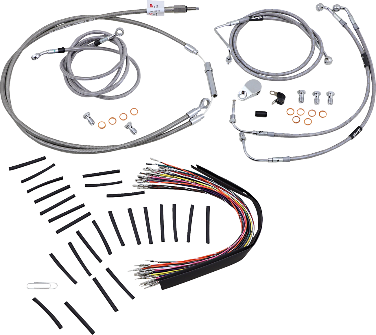 Complete Stainless Braided Handlebar Cable/Brake Line Kit - 13" Ape Hangers - '08-'13 FLH