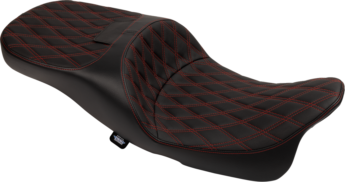 Extended Reach Freedom Seat - Vinyl - Double Diamond - Red Stitch - FLT/FLH '09-'25