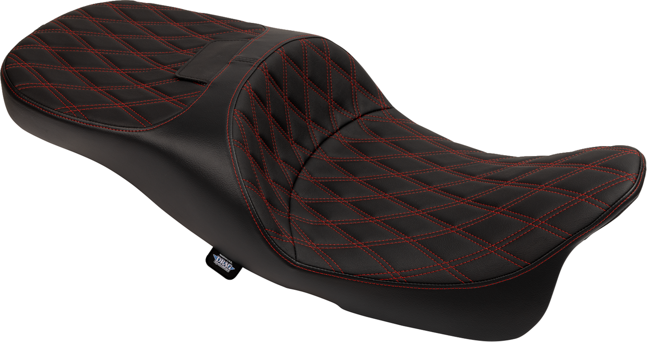 Extended Reach Freedom Seat - Vinyl - Double Diamond - Red Stitch - FLT/FLH '09-'25