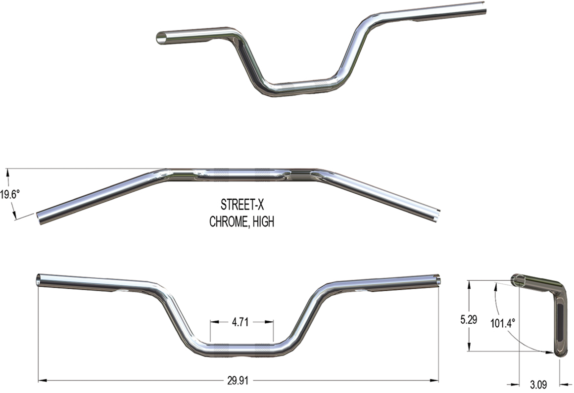 Street-X Handlebars - High Bend - Chrome