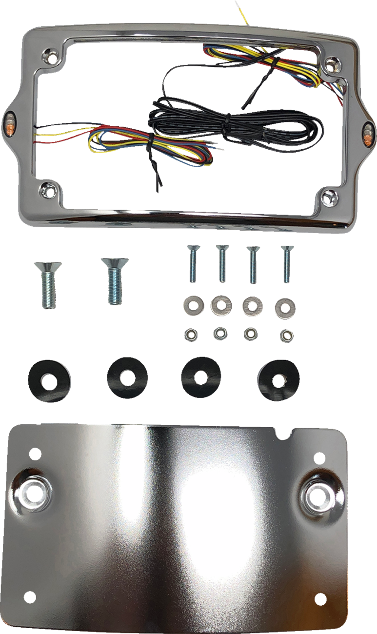 License Plate Kit - Amber/Red/White - Chrome