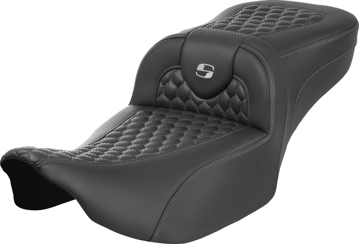 Roadsofa™ Extended Reach Seat - Without Backrest - Honeycomb - Silver Stitch - FLTR/FLHX '23-'24