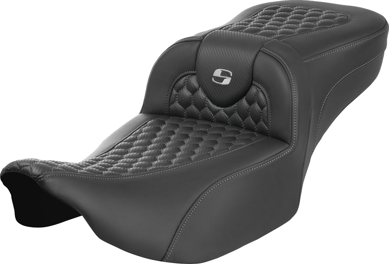 Roadsofa™ Extended Reach Seat - Without Backrest - Honeycomb - Silver Stitch - FLTR/FLHX '23-'24