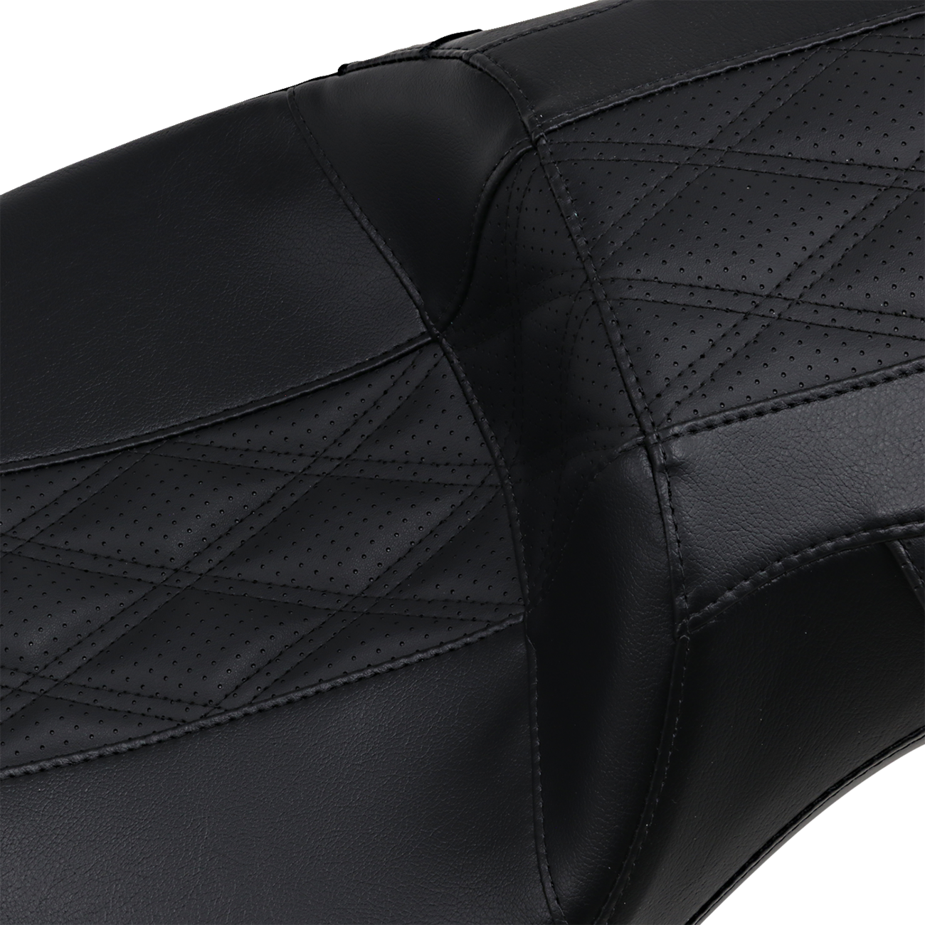 Outcast Daddy Long Legs Seat - 2-Up - W/O Backrest - Black W/Black Double Diamond Inlay - FL '08-'22