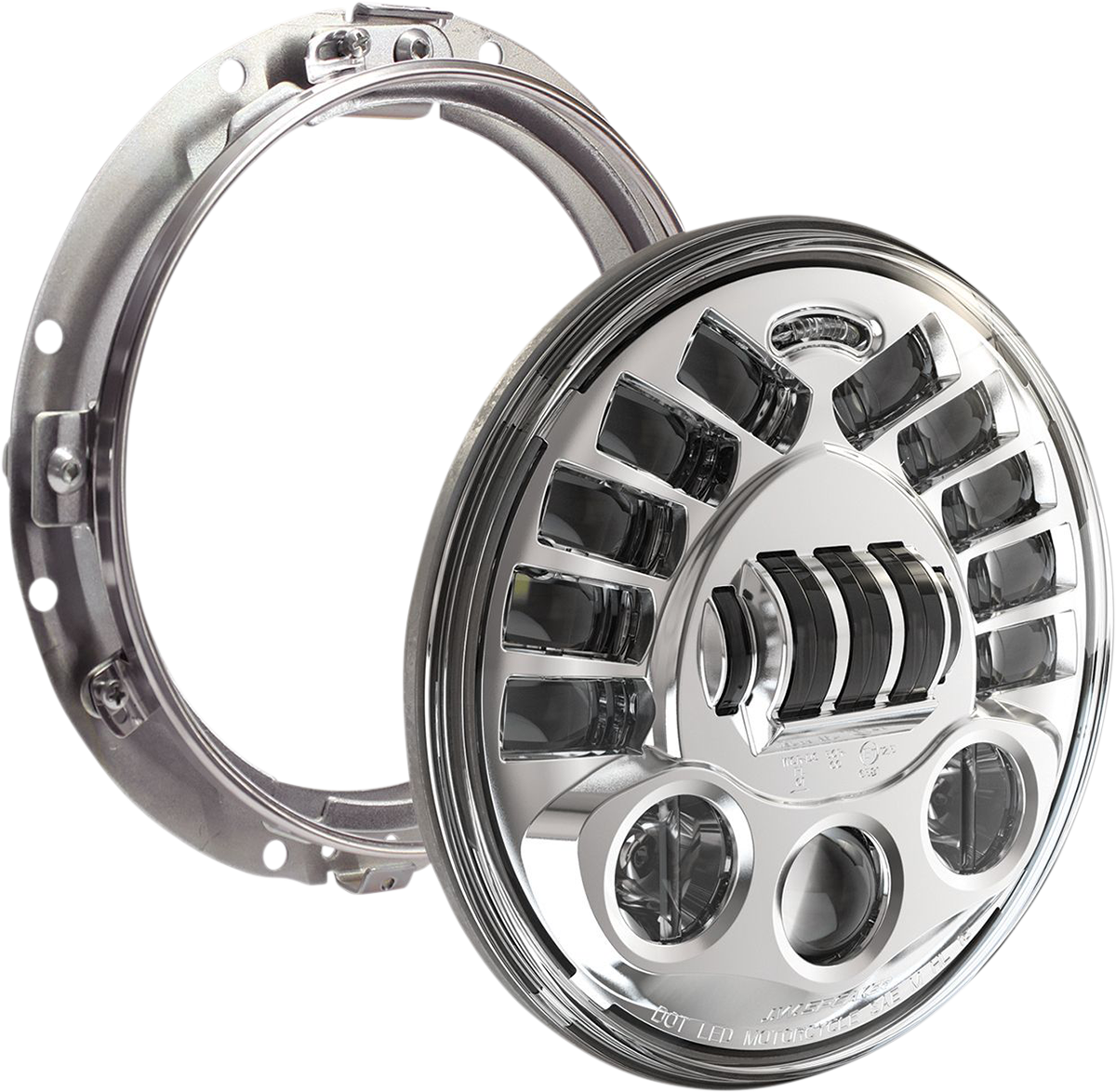 Adaptive Headlight With Mount - 7" - Chrome