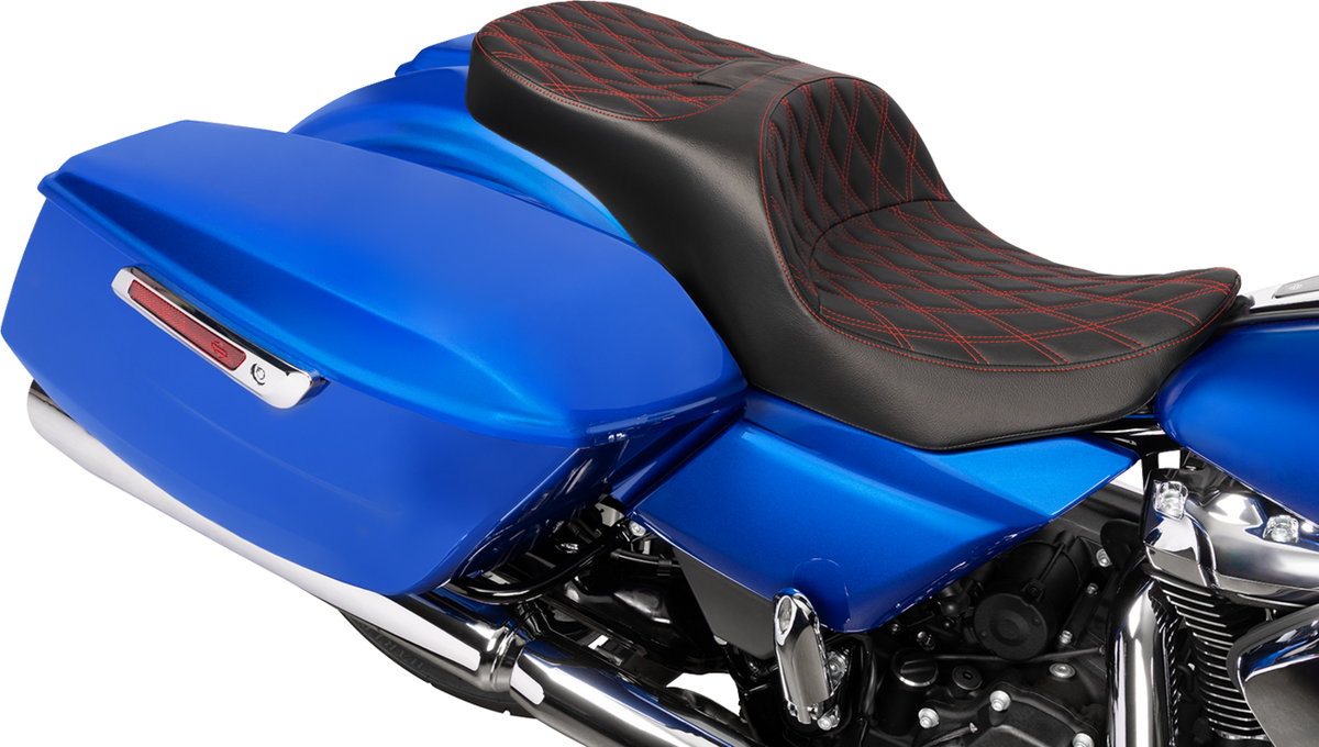Forward Position Freedom Seat - Vinyl - Red Double Diamond Stitch - FLH/FLT '23-'25