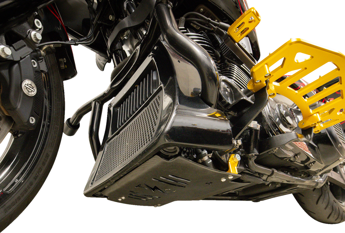 Skid Plate - Carbon Fiber/Gloss - With Gold Brackets - FLHX/FLTRX
