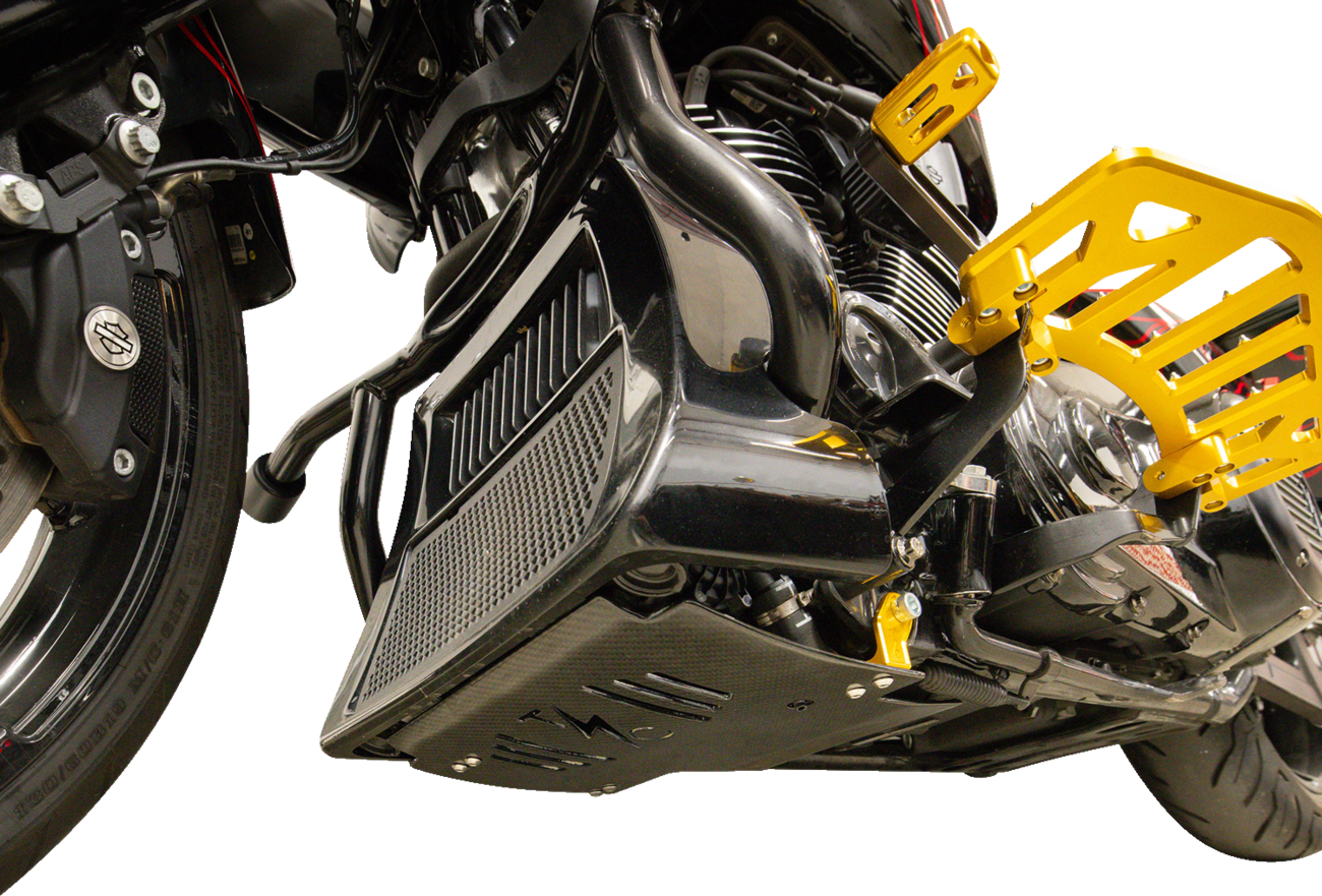 Skid Plate - Carbon Fiber/Gloss - With Gold Brackets - FLHX/FLTRX