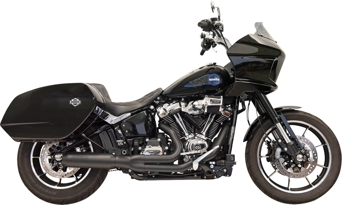 2-Into-1 Road Rage Exhaust System With Superbike Muffler - 4" - Black - Softail M8