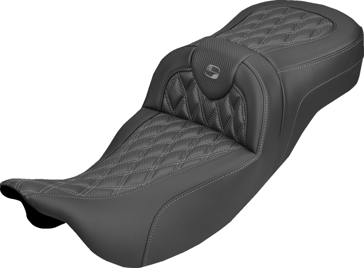Extended Reach Roadsofa™ Carbon Fiber Seat - Lattice - Gray Stitch - Without Backrest - FL '08-'25