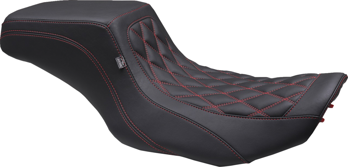 One Piece 2-Up Squareback Seat - Double Diamond - Black Cherry Stitch - FLH/FLT '23-'25