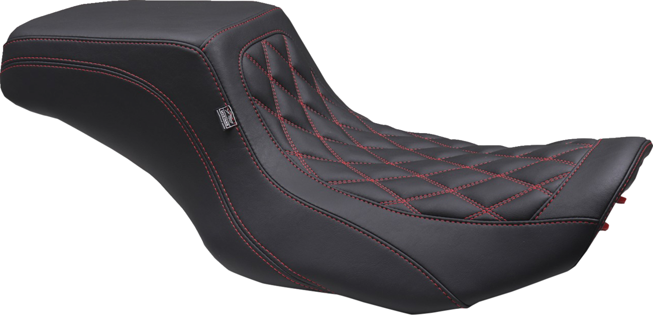 One Piece 2-Up Squareback Seat - Double Diamond - Black Cherry Stitch - FLH/FLT '23-'25