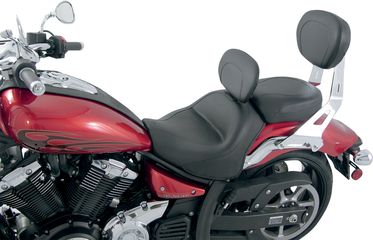 Seat - Vintage - Wide - Touring - With Driver Backrest - Two-Piece - Smooth - Black - Stryker