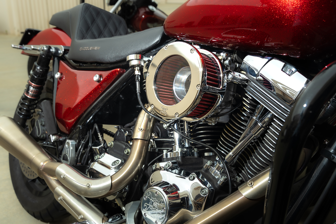 BA Air Cleaner Kit - Chrome/Clear With Red Filter - M8