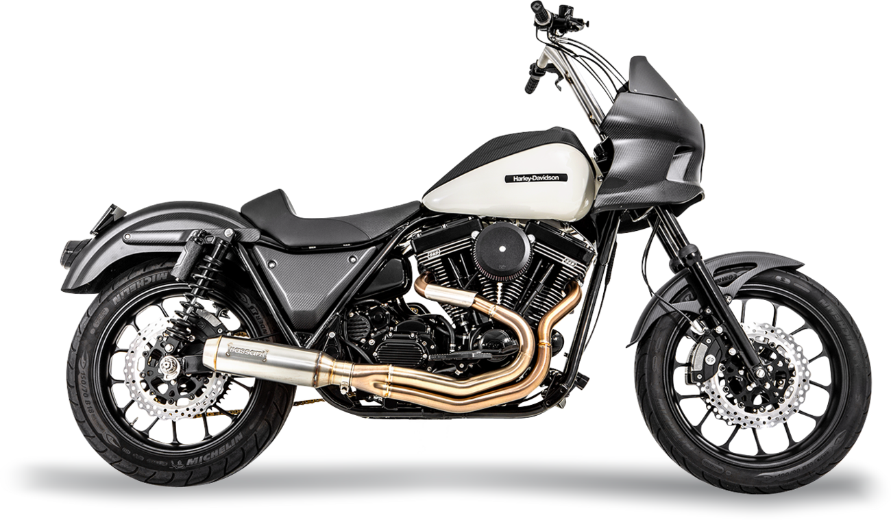 2-Into-1 Exhaust System With Super Bike 4" Muffler - Stainless Steel
