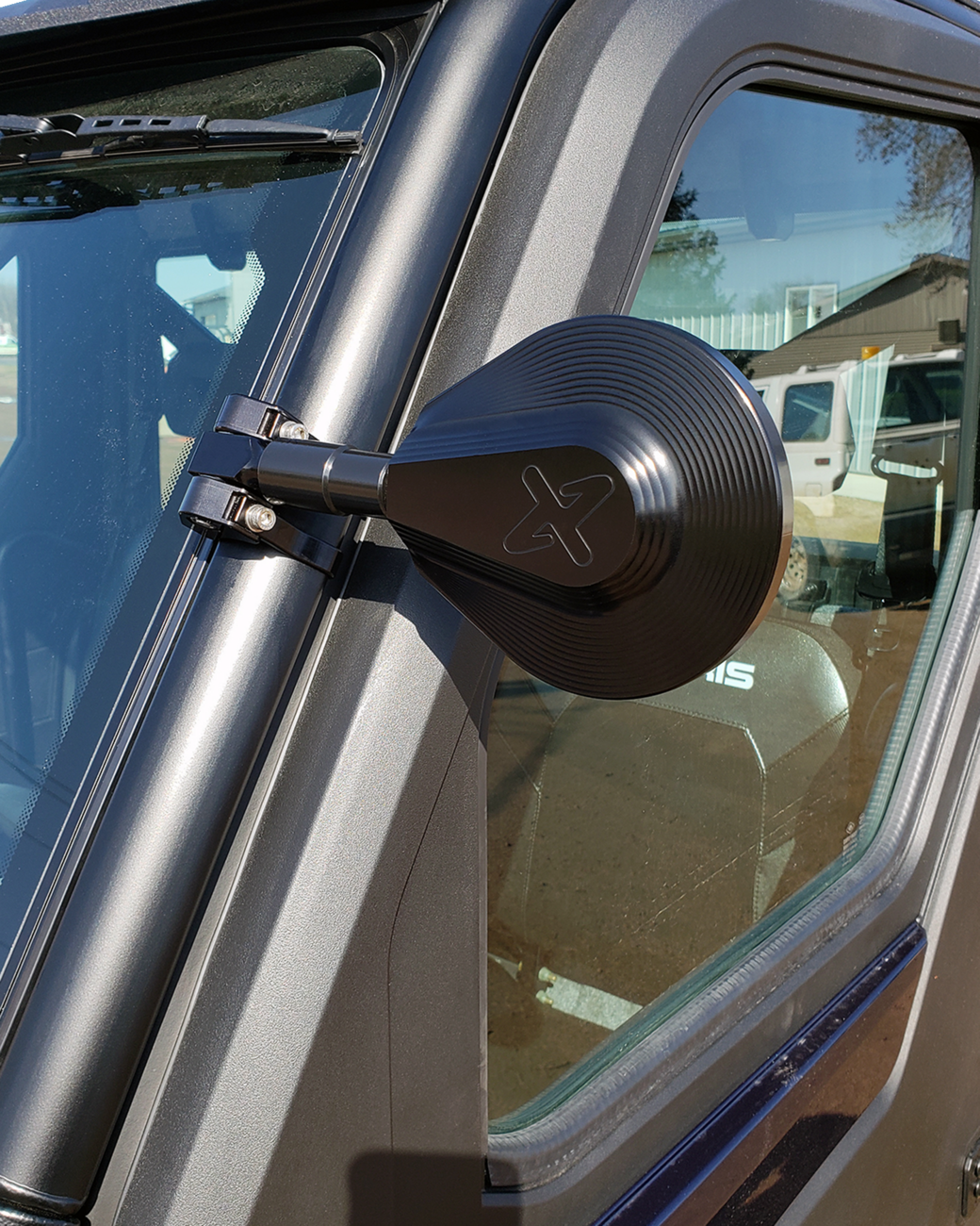 Mirror - Extension - Side View - Round - Black - Right - Kit