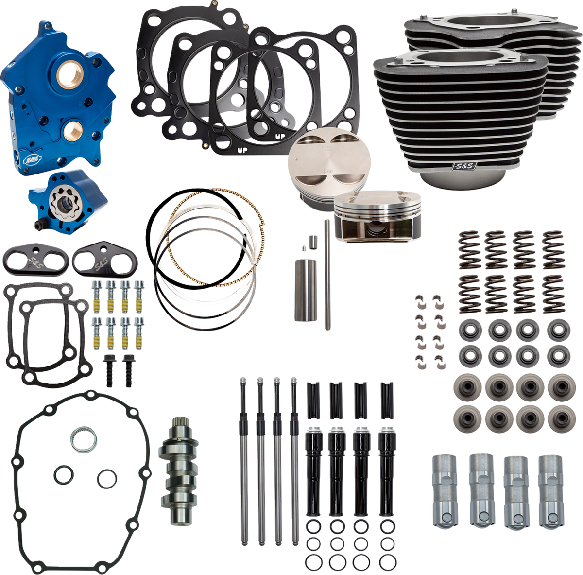 Power Pack - Oil Cooled - 550C - Wrinkle Black W/Highlight - Black Pushrod Tubes - M8
