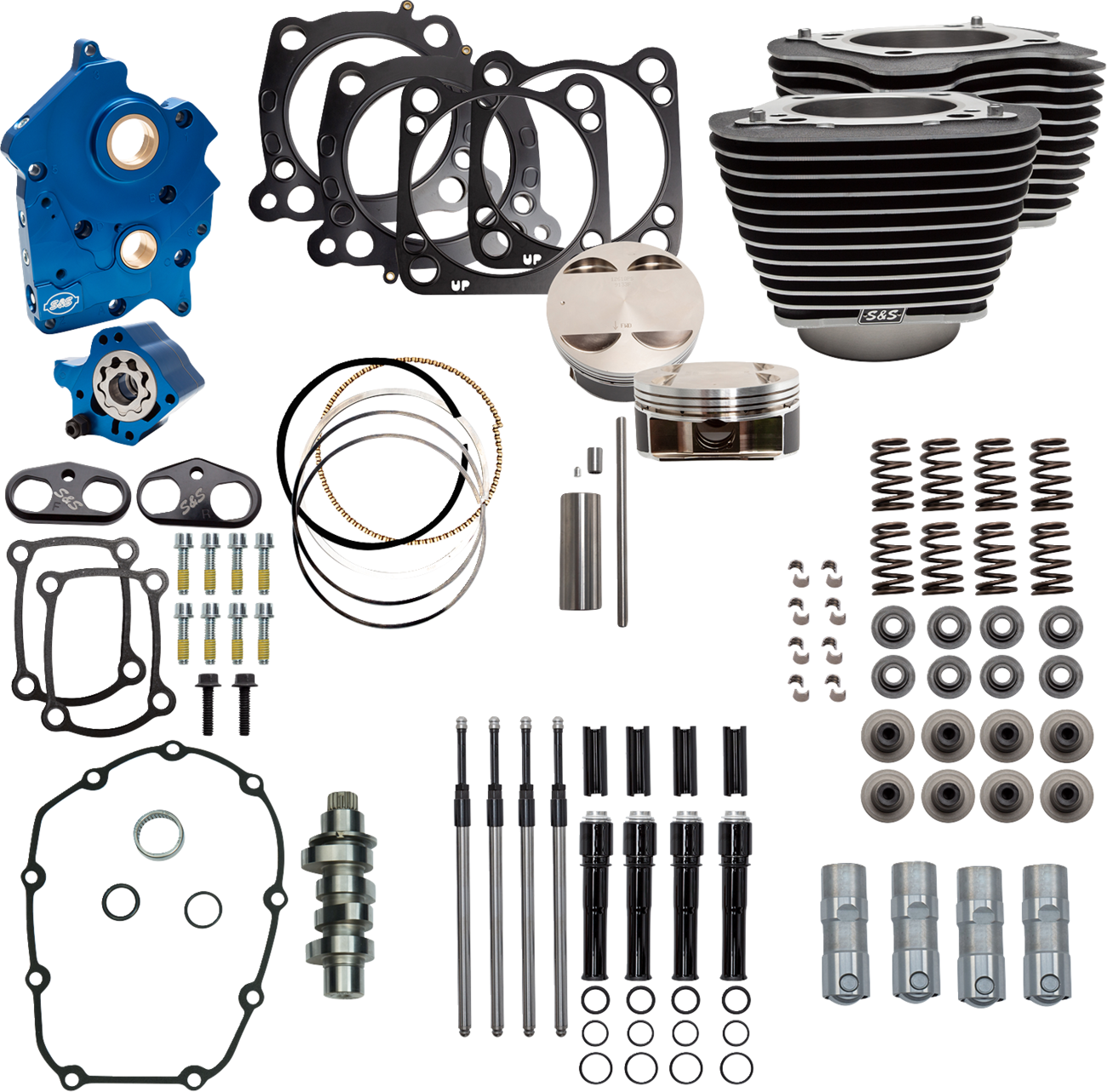 Power Pack - Oil Cooled - 550C - Wrinkle Black W/Highlight - Black Pushrod Tubes - M8