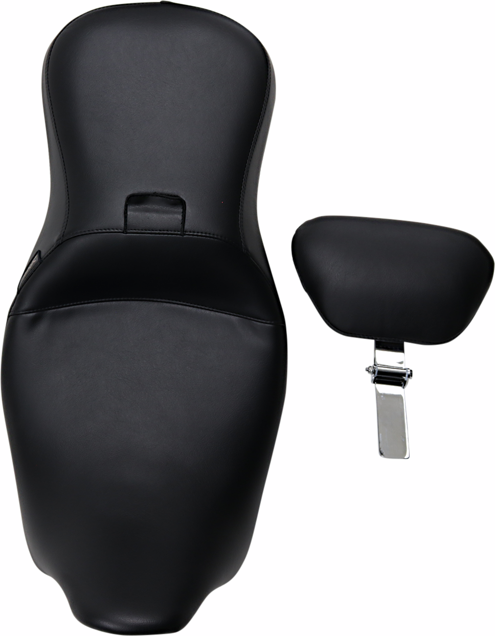 Outcast Seat - 2-Up - With Backrest - Smooth - Black - FL '08-'23