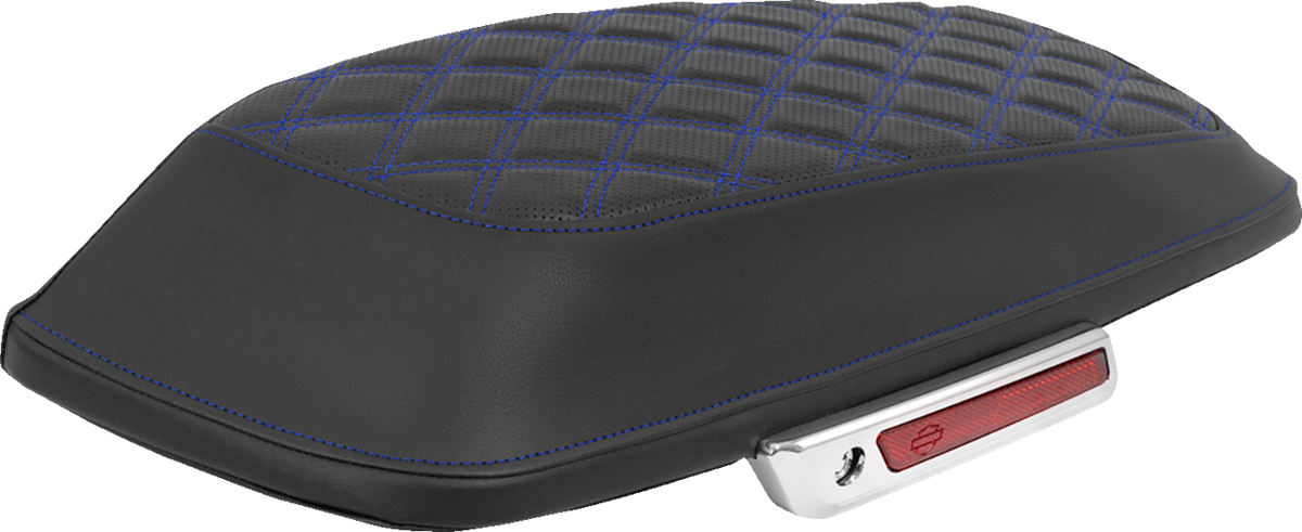 Saddlebag Lid Covers - Lattice - Blue Stitch - FLH/FLT '14-'25