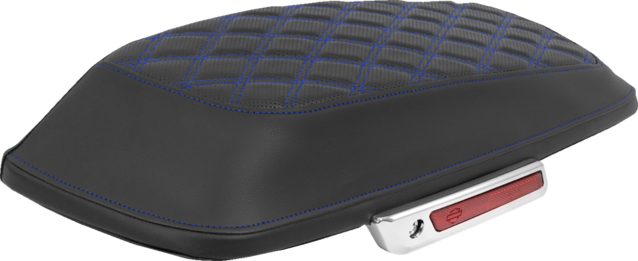Saddlebag Lid Covers - Lattice - Blue Stitch - FLH/FLT '14-'25