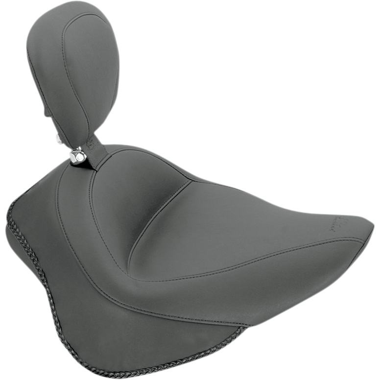 Wide Solo Seat - With Backrest - Vintage - Black - Smooth - FL/FX '11-'17
