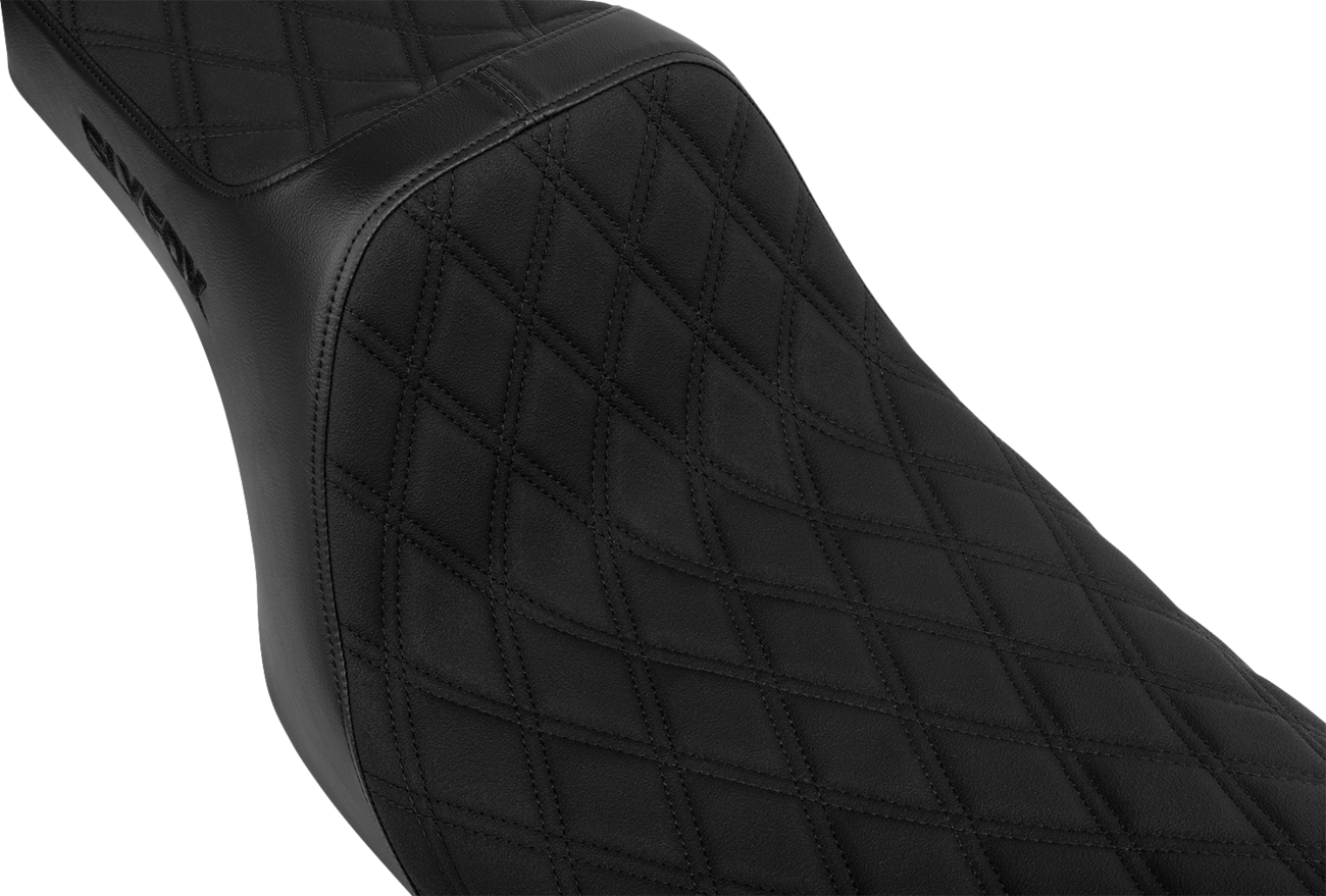 High Noon Seat - Double Diamond - Black Logo - Black Stitch - FLH/FLT '08-'25