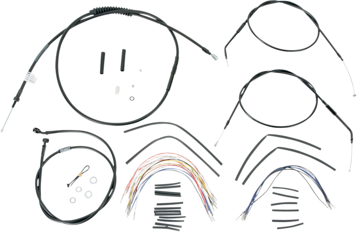 Complete Black Vinyl Handlebar Cable/Line Kit For Ape Hangers - 14" - '96-'03 Sportster