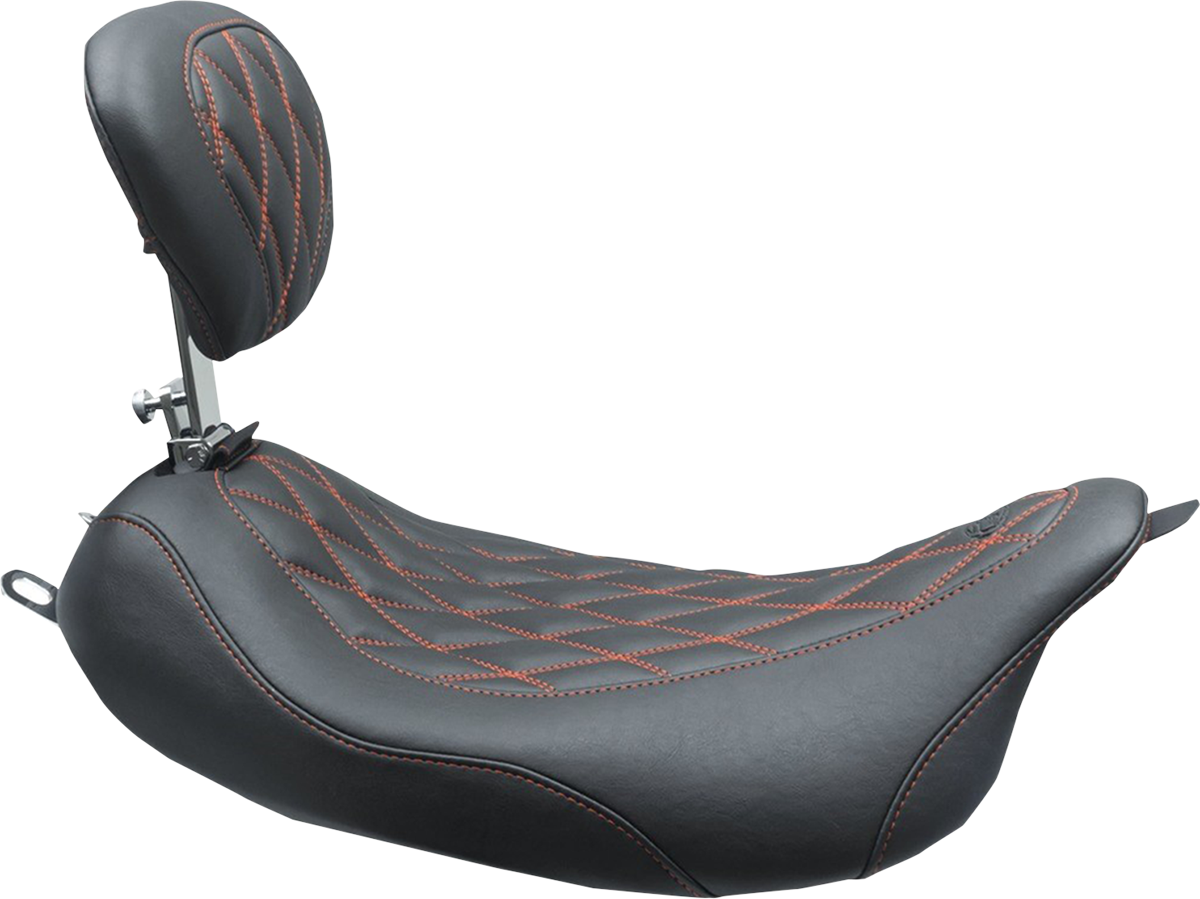 Wide Tripper™ Solo Seat - W/ Drivers Backrest - Black W/ American Beauty Red Stitching - FL '08-'25