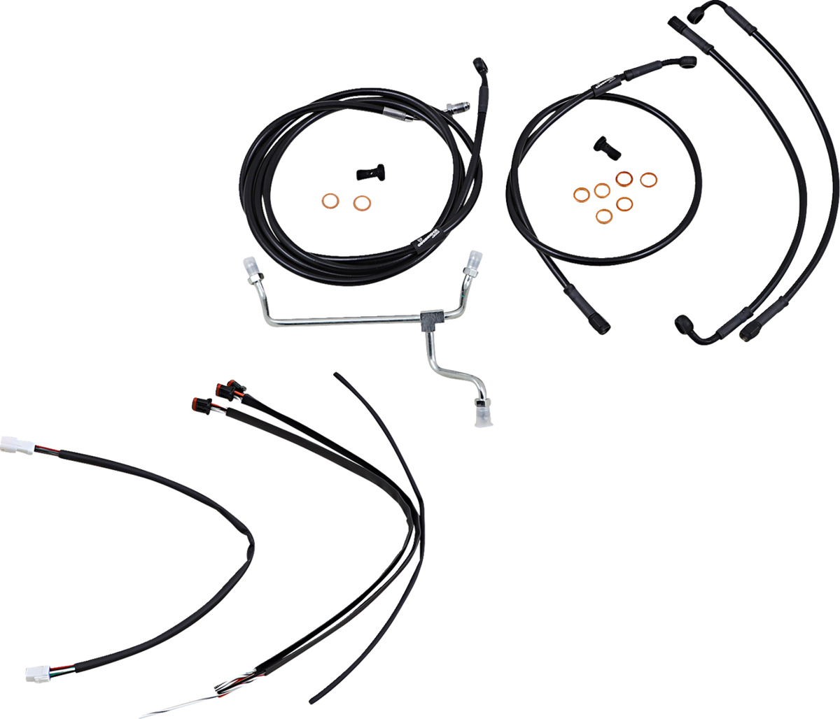 Complete Black Vinyl Handlebar Cable/Line Kit For Ape Hangers - 18" - '17-'19 Touring