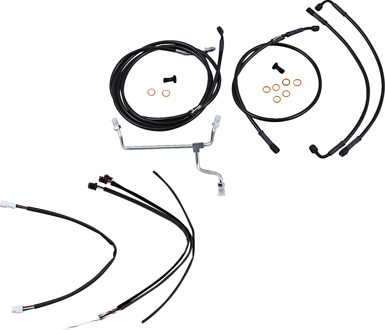 Complete Black Vinyl Handlebar Cable/Line Kit For Ape Hangers - 18" - '17-'19 Touring