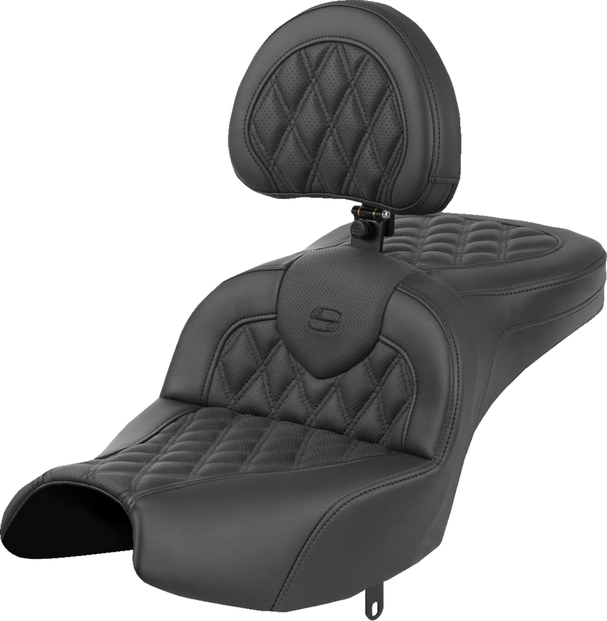 Roadsofa™ Seat - With Backrest - Black - Lattice Stitch - Indian Pursuit '22-'24