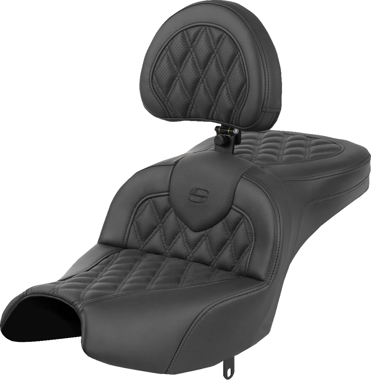 Roadsofa™ Seat - With Backrest - Black - Lattice Stitch - Indian Pursuit '22-'24