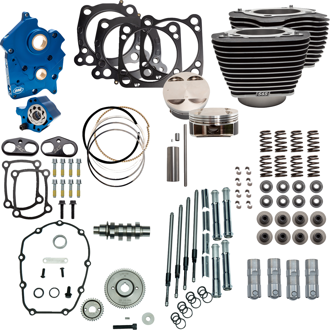 Power Pack - Water Cooled - 550G - Wrinkle Black W/Highlight - Chrome Pushrod Tubes - M8