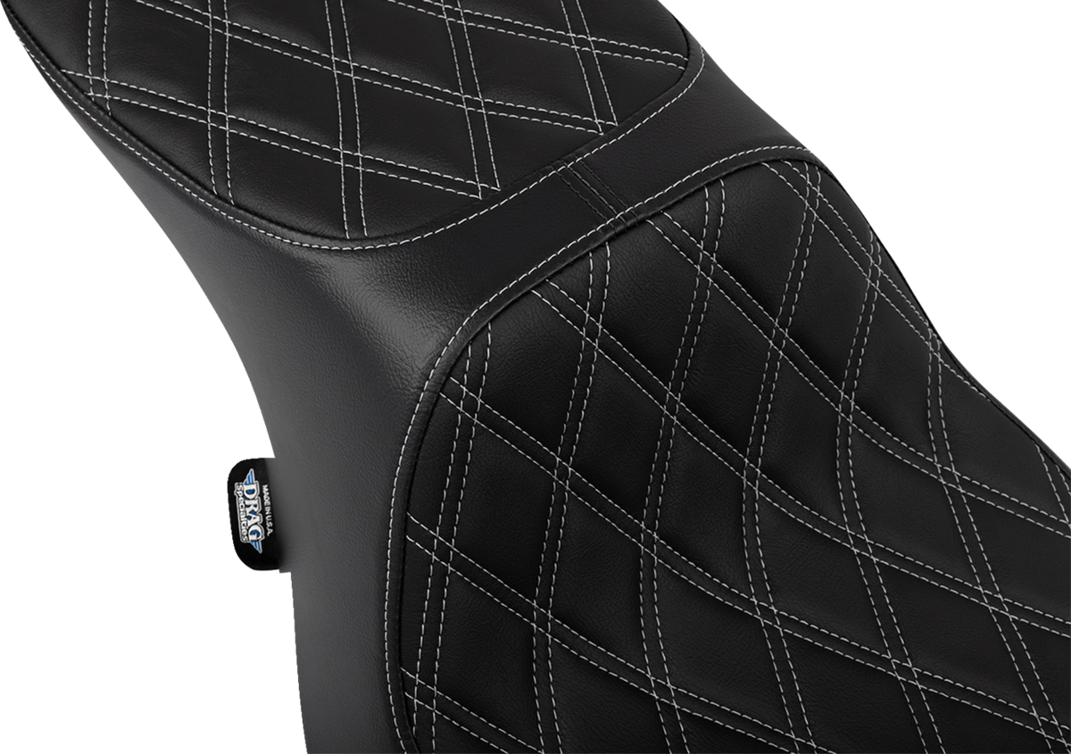 Predator 2-Up Seat - Vinyl - Double Diamond Silver Stitch - W/O Backrest - FLTR/FLHX '23-'24